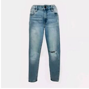 Cotton On High Waist Mid Grazer Ripped Skinny Jeans Size 27 Distressed Denim